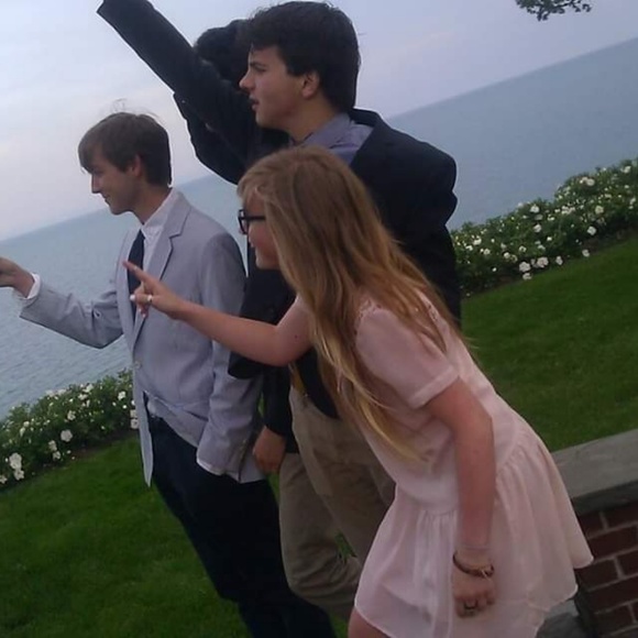 Baby pink drop waist chiffon dress - Picture 4 of 4